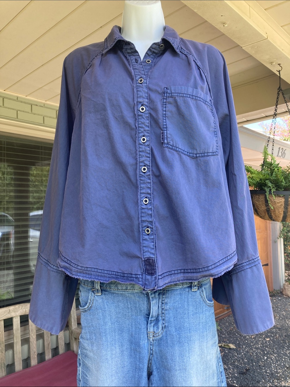 We The Free Navy Lightweight Button-Up Shirt
